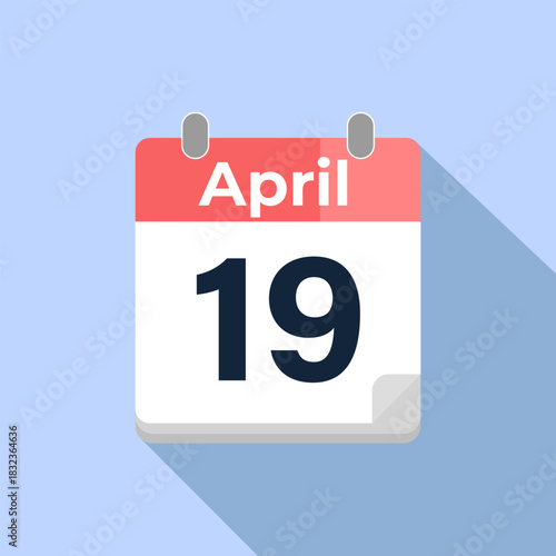 April 19 Vector Calendar
Modern flat color vector calendar with date