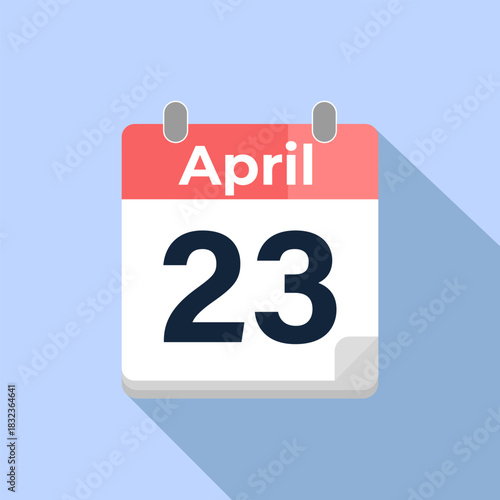April 23 Vector Calendar
Modern flat color vector calendar with date
