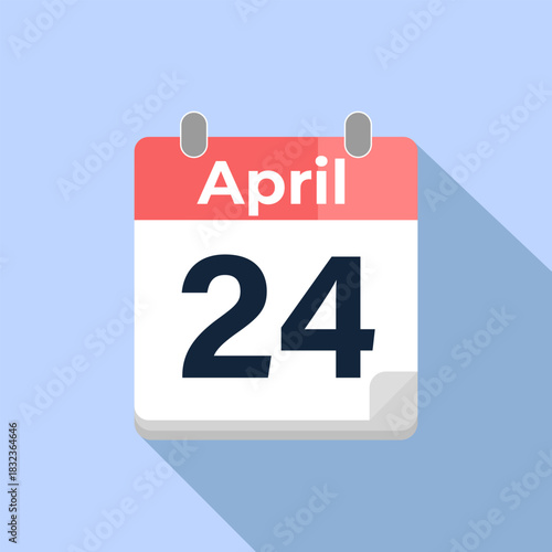 April 24 Vector Calendar
Modern flat color vector calendar with date