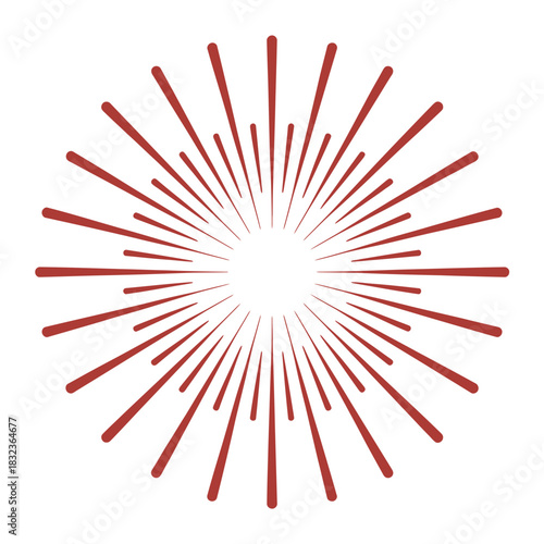 Red burst pattern radiating from a central white circle on a white background