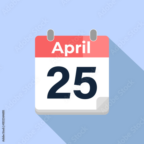 April 25 Vector Calendar
Modern flat color vector calendar with date