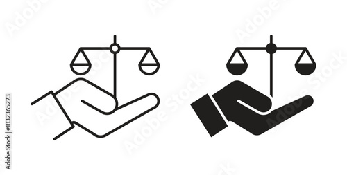 Justice scales in Hand icon for web and app. vector illustration eps