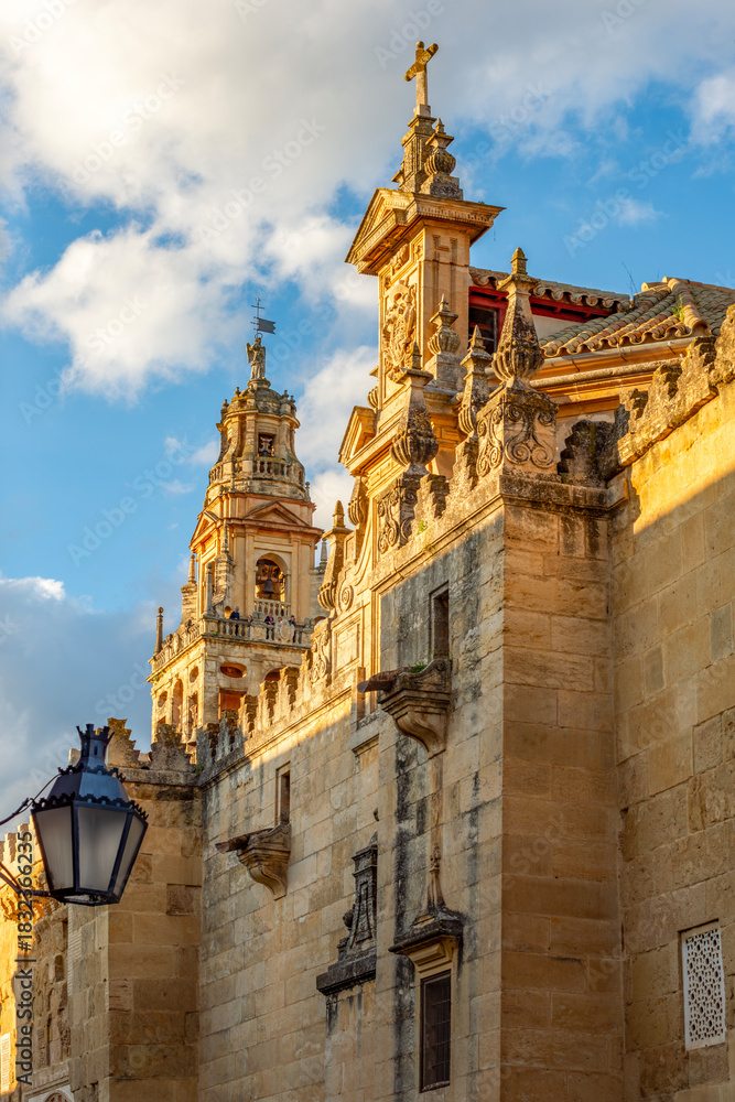 Fototapeta premium Bell tower and walls of Cordoba Mezquita (Great Mosque of Cordoba), Andalusia, Spain