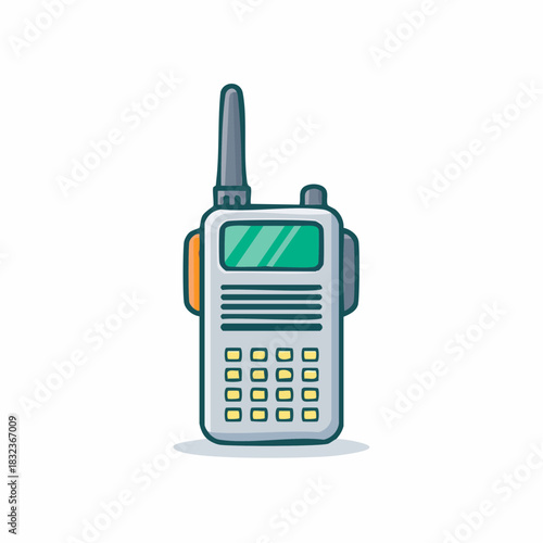 Cartoon Walkie Talkie Handheld Radio Device Vector Illustration