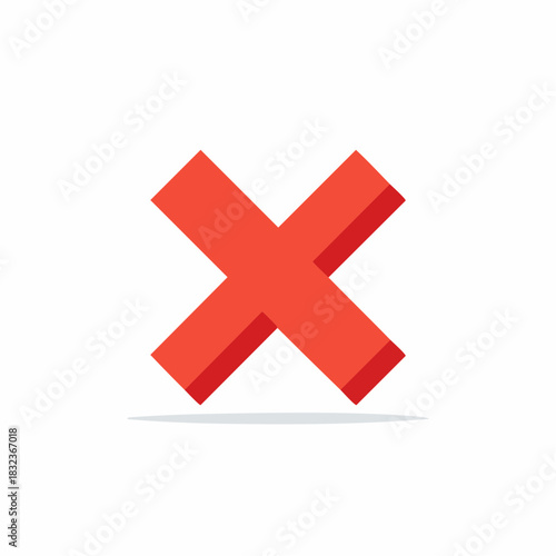 Red 'X' mark with shadow and 3D effect