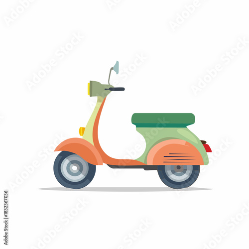 Colorful Retro Style Motor Scooter Isolated Vector Illustration