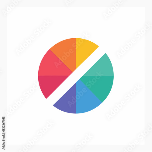 Free Download Vibrant segmented circle graphic in multiple colors with white divider for presentation or information displays - GFXLoad