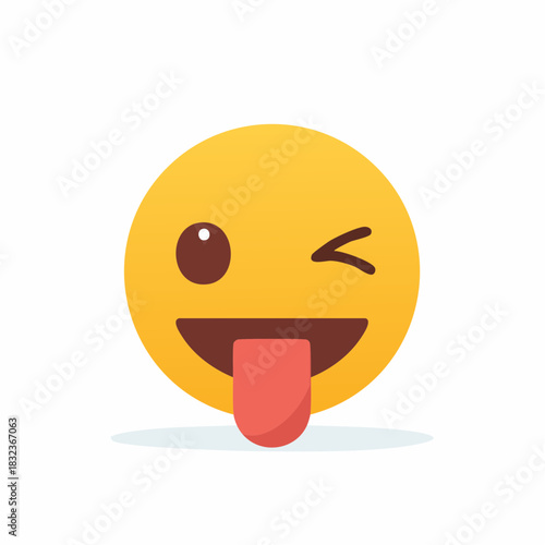 Winking yellow emoji with tongue out expressing fun and playful emotions