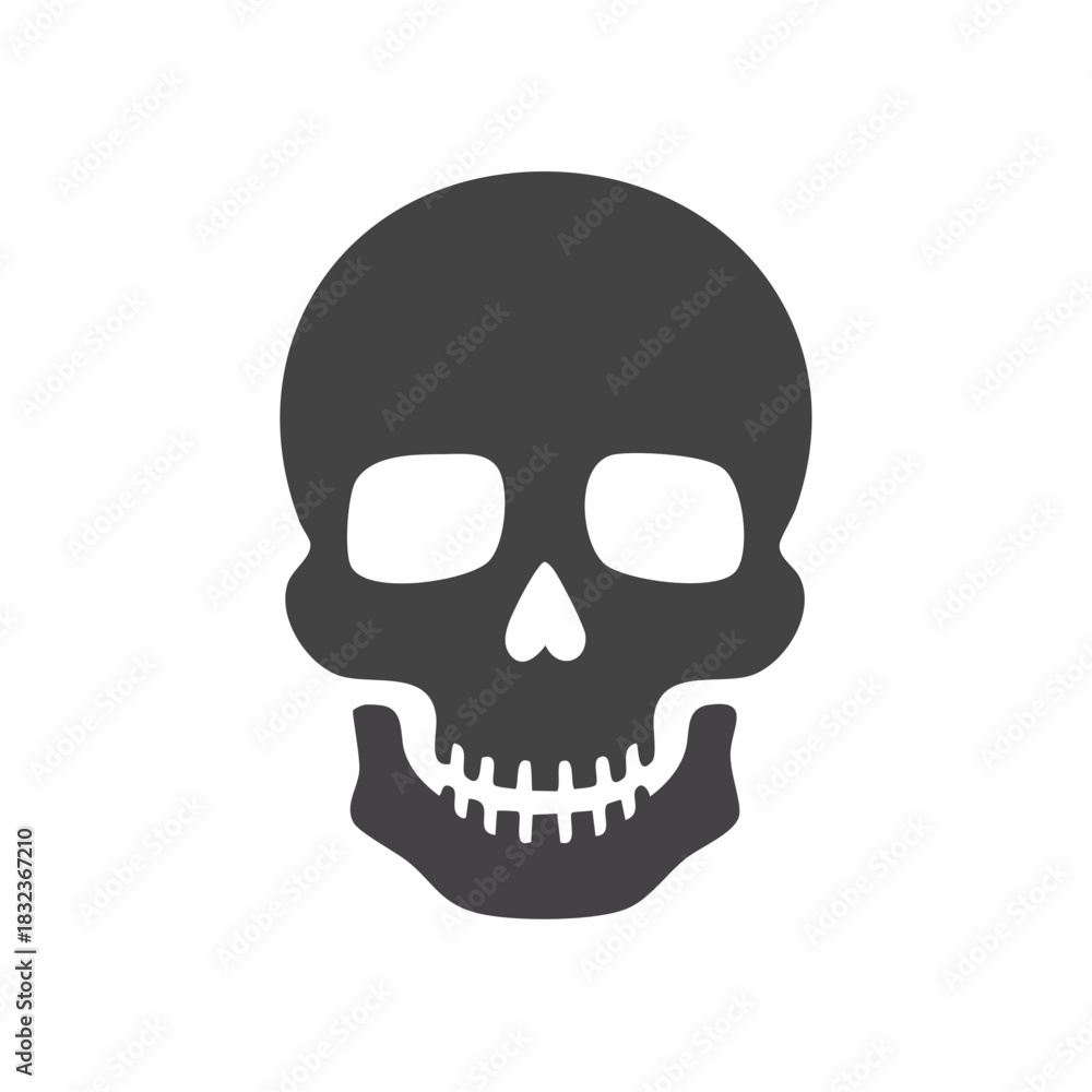 Obraz premium Simple Dark Gray Silhouette of a Human Skull Facing Forward