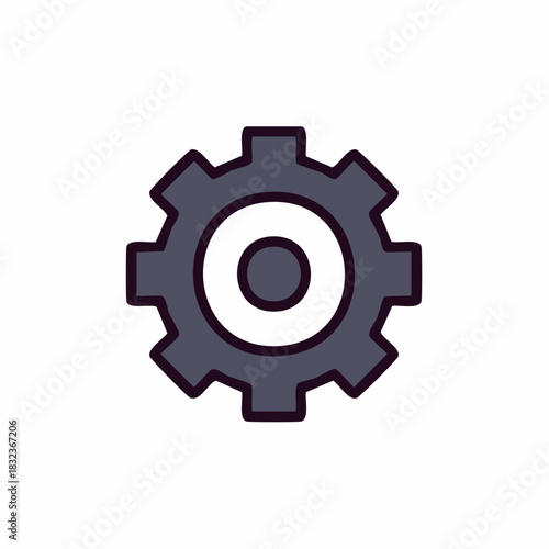 Gear Wheel Illustration with Cog Teeth and Central Hole, Mechanical Element