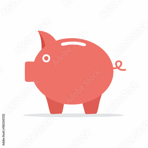 Cute flat design pink piggy bank symbol for money saving economy and future investments