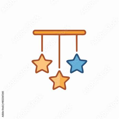 Star shaped baby mobile hanging illustration isolated on white background