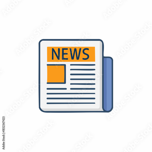 News icon with paper with headlines, daily report, media information, advertisement and business marketing for news and reportage concept.