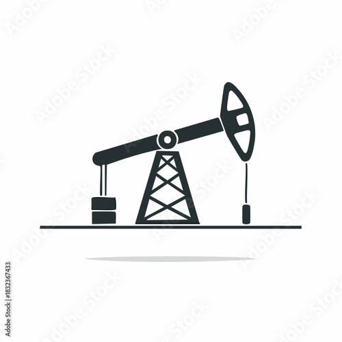 Dark silhouette oil pump jack pumping crude petroleum energy icon symbol