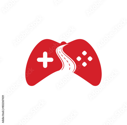 Road Game logo design template. Road way player Gamers icon logo 