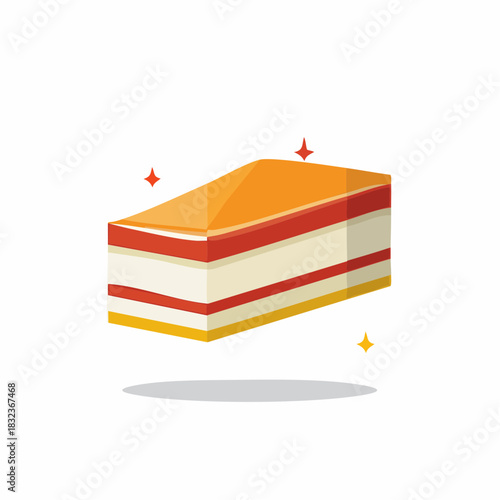 Layered Cake Slice with Cream and Jam Dessert Food