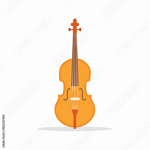 Wooden cello classical string musical instrument vector flat icon design