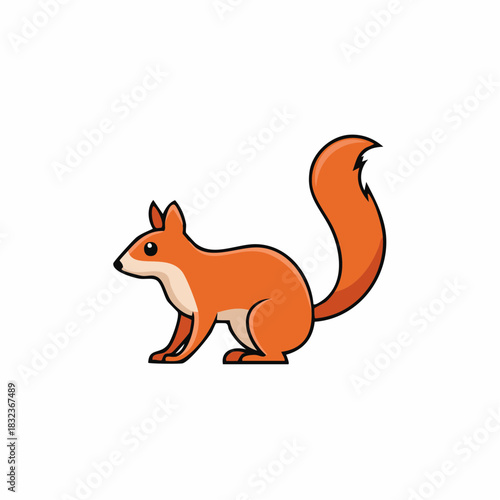 Adorable cartoon squirrel with bushy tail and alert expression