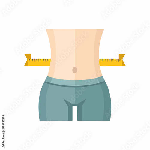Waist measurement with tape illustrating weight loss diet and fitness progress