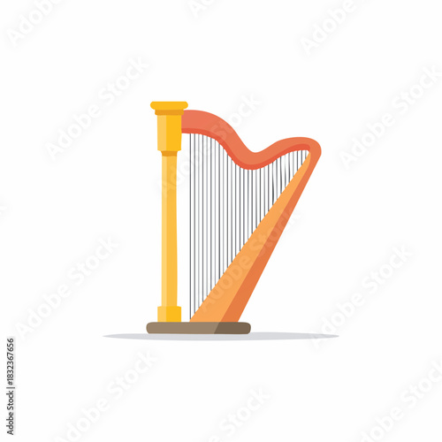 Stylized Harp Musical Instrument Vector Illustration