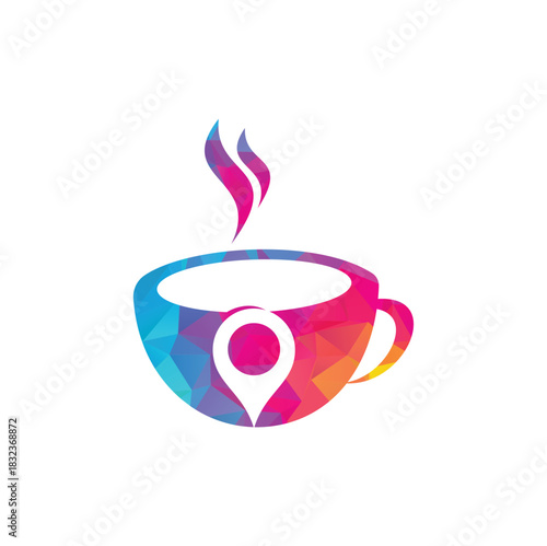 Coffee point logo design. Coffee Location logo template design.