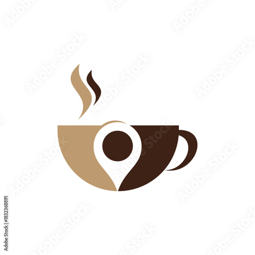 Coffee point logo design. Coffee Location logo template design.