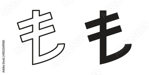 Lira sign icon with glyph and line. black vector icons for Web UI