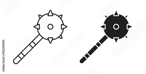 Mace icon with glyph and line. black vector icons for Web UI