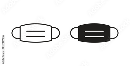 Mask face icon with glyph and line. black vector icons for Web UI