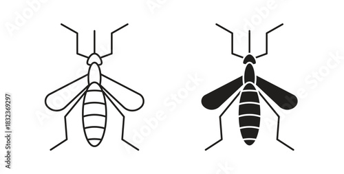 Mosquito icon with glyph and line. black vector icons for Web UI