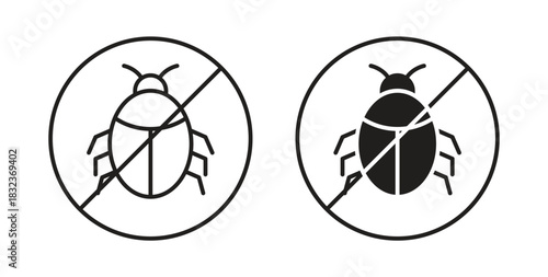 No Bug icon with glyph and line. black vector icons for Web UI