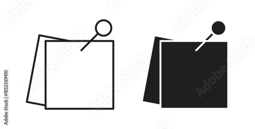 Note sticky icon with glyph and line. black vector icons for Web UI