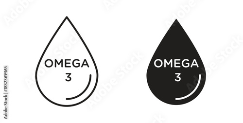 Omega icon with glyph and line. black vector icons for Web UI