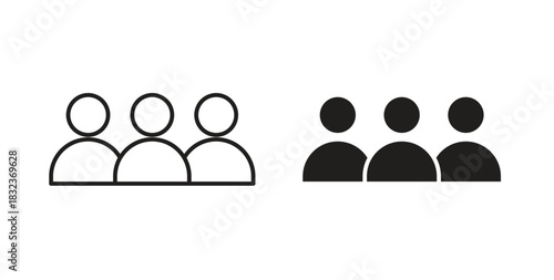 people icon with glyph and line. black vector icons for Web UI