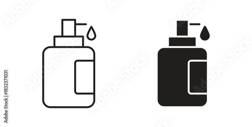Liquid soap bottle icon concept set. Simple icon collection