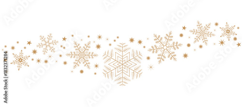 Banner, snowflake background, Golden Christmas card vector illustration.