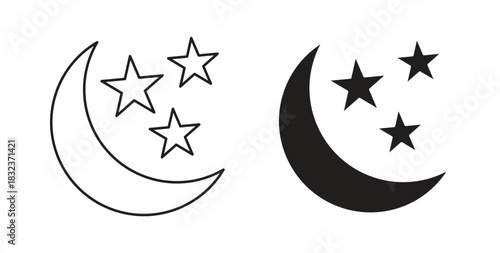 Night icon concept set. Simple icon collection