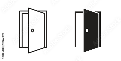 Open door icon concept set. Simple icon collection