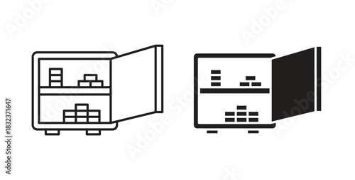 Open safe icon concept set. Simple icon collection