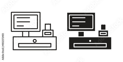 POS system icon concept set. Simple icon collection