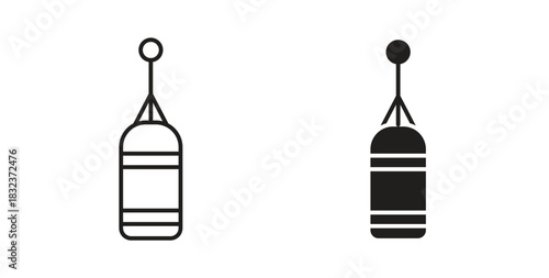 Punching bag icon concept set. Simple icon collection