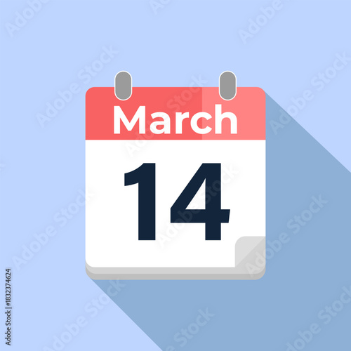 March 14 Vector Calendar
Modern flat color vector calendar with date