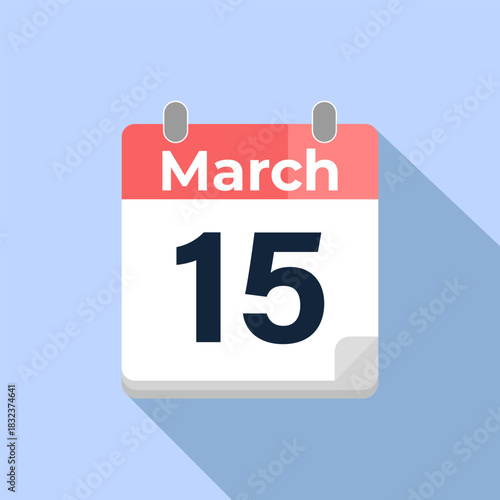 March 15 Vector Calendar
Modern flat color vector calendar with date