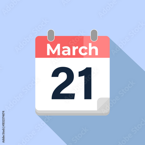 March 21 Vector Calendar
Modern flat color vector calendar with date