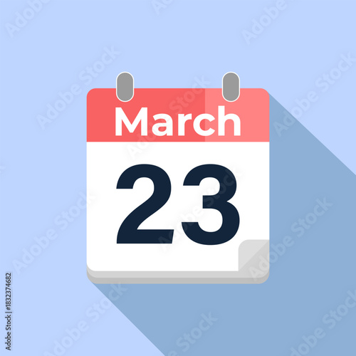 March 23 Vector Calendar
Modern flat color vector calendar with date