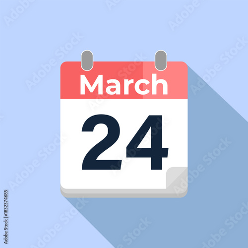March 24 Vector Calendar
Modern flat color vector calendar with date