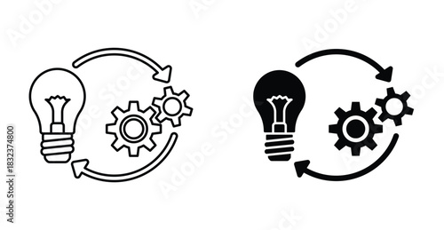 Implementation icon. Line with editable stroke and flat for Web