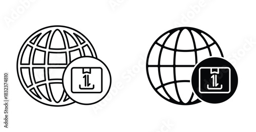 Import and export icon. Line with editable stroke and flat for Web