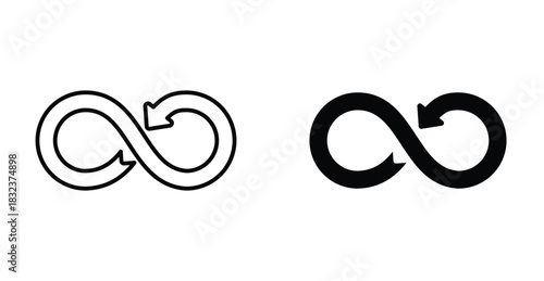 Infinity icon. Line with editable stroke and flat for Web