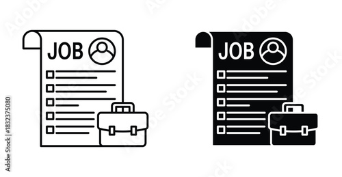 Job description icon. Line with editable stroke and flat for Web